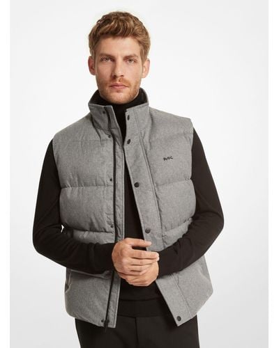 Michael Kors Hanworth Brushed Twill Quilted Vest - Grey