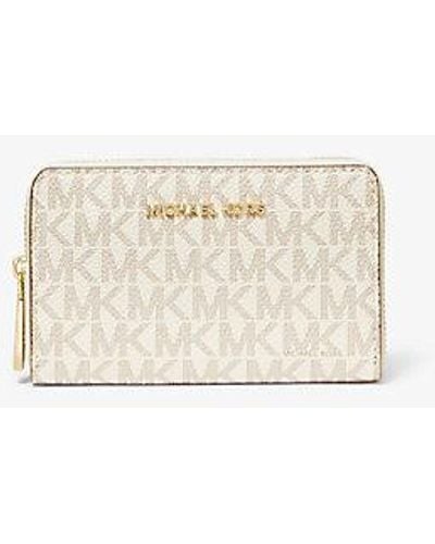 Michael Kors Small Logo And Leather Wallet - Natural