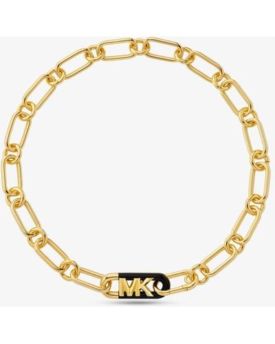 Michael Kors Collar de cadena de latón y acetato chapado en metal precioso con logotipo imperio - Metálico