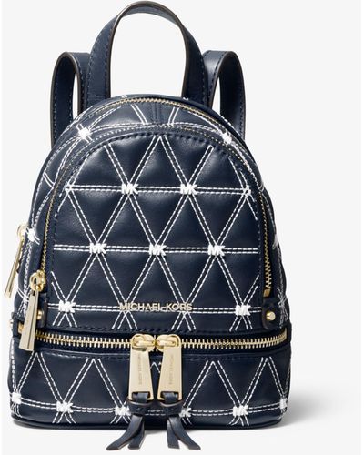 Michael Kors Rhea Mini Quilted Leather Backpack - Blue