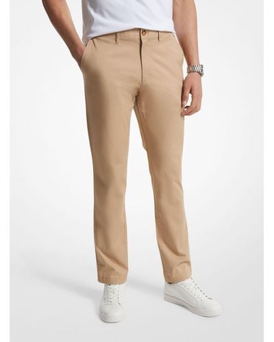 Michael Kors Slim-fit Cotton Blend Chino Trousers - Natural