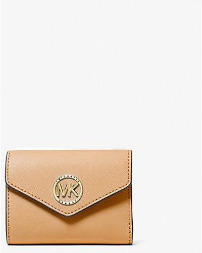 Michael Kors Carmen Medium Saffiano Leather Tri-fold Envelope Wallet - Natural