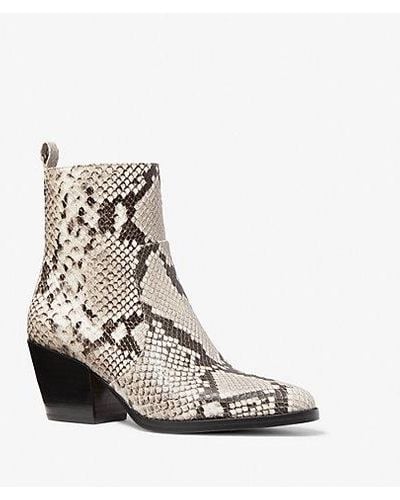 Michael Kors Harlow Snake Embossed Leather Boot - White