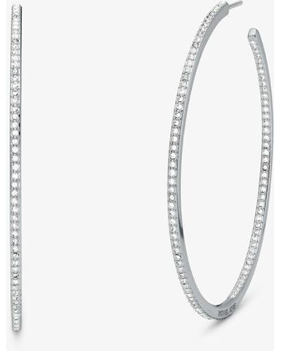 Michael Kors Precious Metal-plated Brass Pavé Hoop Earrings - White
