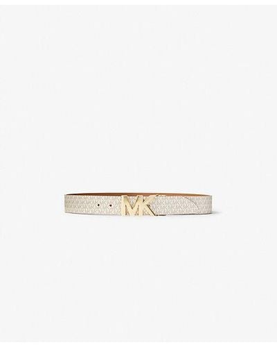 Michael Kors Reversible Logo And Leather Waist Belt - White