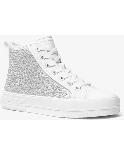 Michael Kors Evy Embellished Scuba High-top Trainer - White
