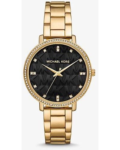 Michael Kors Mk Pyper Pavé-Tone Logo Watch - Metallic