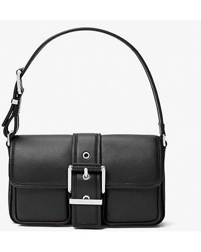 Michael Kors Mk Colby Medium Leather Shoulder Bag - Black