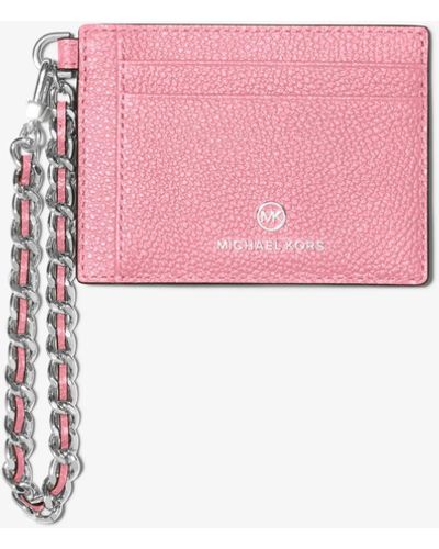 Michael Kors Small Pebbled Leather Chain Card Case - Pink