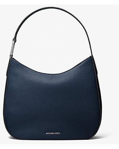 Michael Kors Kensington Large Pebbled Leather Hobo Shoulder Bag - Blue