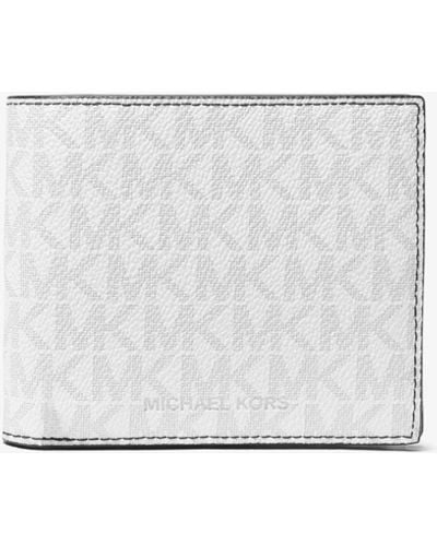 Michael Kors Portefeuille compact Greyson à logo avec compartiment à monnaie - Blanc