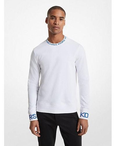 Michael Kors Logo Tape Cotton Blend Sweater - White