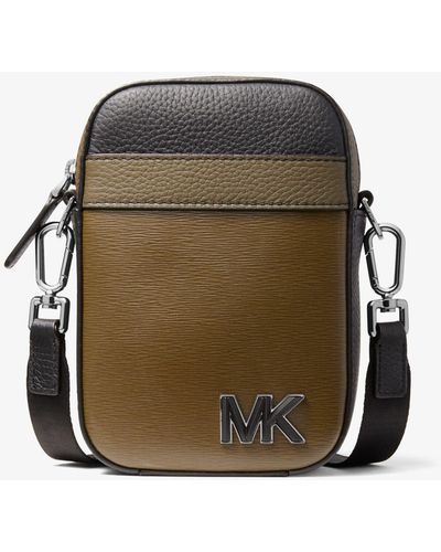 Michael Kors Hudson Color-block Leather Smartphone Crossbody Bag - Green