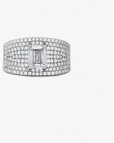 Michael Kors Precious Metal-plated Sterling Silver Pavé Signet Ring - White