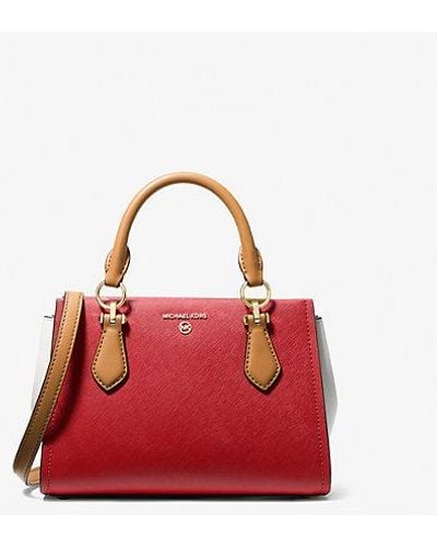 Michael Kors Marilyn Small Color-block Saffiano Leather Crossbody Bag - Red
