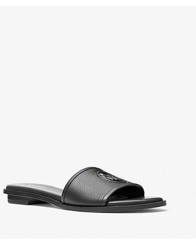 Michael Kors Deanna Cutout Leather Slide Sandal - White