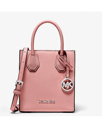 Michael Kors Mercer Extra-small Pebbled Leather Crossbody Bag - Pink