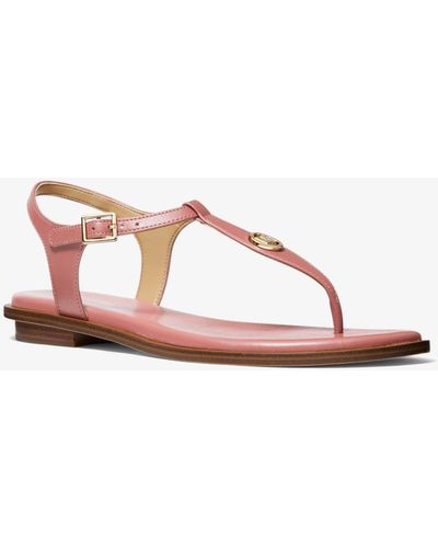 Michael Kors Mallory Leather T-strap Sandal - Pink