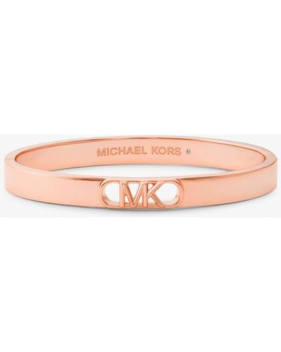 Michael Kors Bracelet rigide en laiton plaqué en métal précieux avec logo Empire - Rose