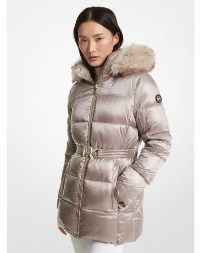 Michael Kors Mk Quilted Puffer Jacket - Natural