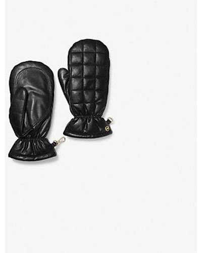 Michael Kors Quilted Leather Mittens - Black