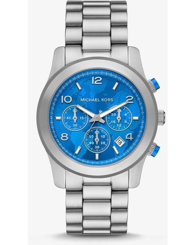 Michael Kors Reloj Runway Watch Hunger Stop oversize en tono plateado - Azul