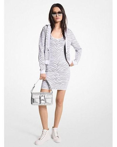 MICHAEL Michael Kors Metallic Zebra Jacquard Zip-up Hoodie - White