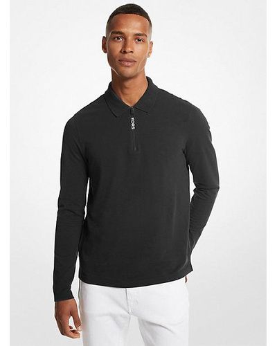 Michael Kors Cotton Long-sleeve Polo Shirt - Black
