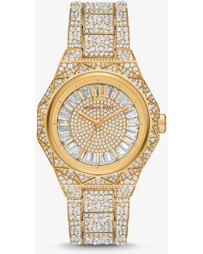 Michael Kors Oversized Raquel Pavé Gold-tone Watch - Metallic