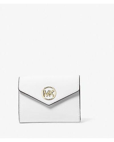 Michael Kors Mk Carmen Medium Saffiano Leather Tri-Fold Envelope Wallet - White