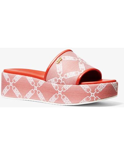 Michael Kors Ember Empire Logo Jacquard Platform Sandal - Pink