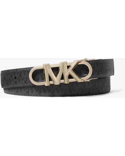 MICHAEL Michael Kors Reversible Empire Leather And Signature Logo Belt - White
