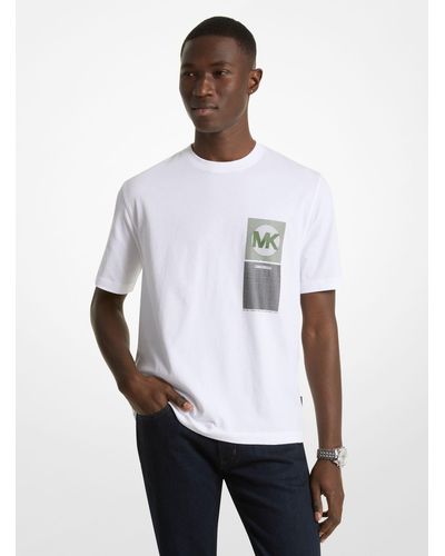 Michael Kors Grafik-T-Shirt Aus Baumwolle Mit Logo - Weiß