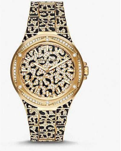 Michael Kors Lennox Goldtone Stainless Steel, Enamel, & Crystal Bracelet Watch - Metallic