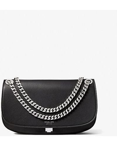 Michael Kors Mk Christie Medium Leather Envelope Bag - Black