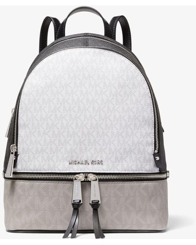 Michael Kors Rhea Medium Color-block Logo Backpack - White