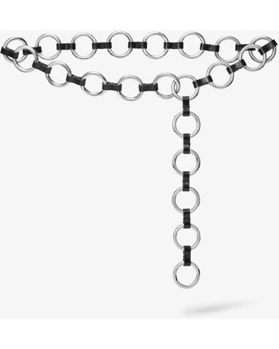 Michael Kors Cinturón Marisa de piel plateada con anilla - Negro