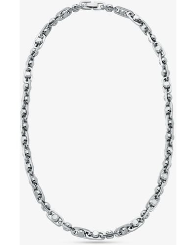 Michael Kors Mk Astor Medium Precious Metal-Plated Brass Link Necklace - White