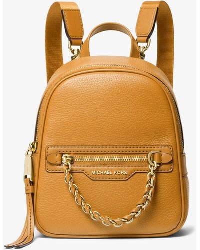 Michael Kors Elliot Extra-small Pebbled Leather Backpack - Orange