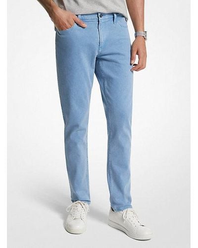 Michael Kors Parker Slim-fit Pigment Dyed Stretch Cotton Pants - Blue