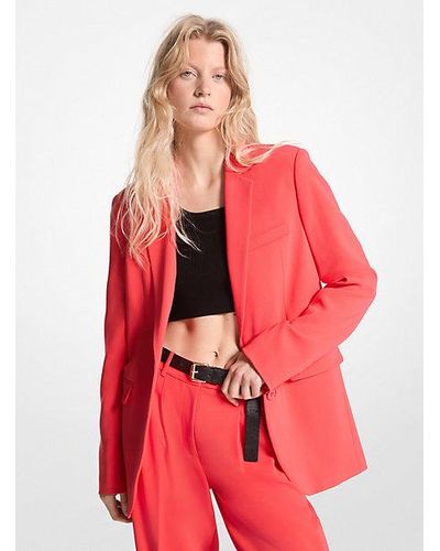 Michael Kors Crepe Boyfriend Blazer - Red