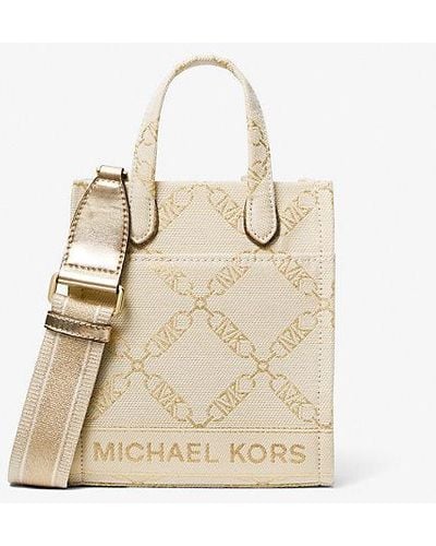 MICHAEL Michael Kors Mk Gigi Extra-Small Metallic Empire Logo Jacquard Crossbody Bag - Natural