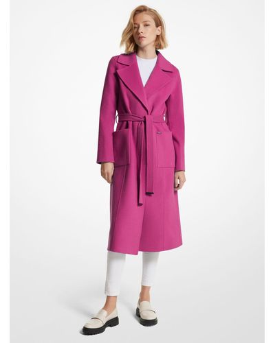 MICHAEL Michael Kors Wool Blend Trench Coat - Pink