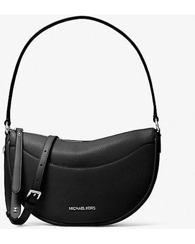 Michael Kors Dover Medium Leather Crossbody Bag - Black