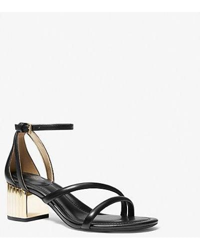 MICHAEL Michael Kors Mk Porter Leather Mid-Heel Sandal - White