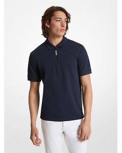 Michael Kors Mk Cotton Half-Zip Polo Shirt - Blue