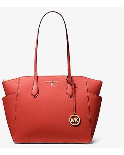 Michael Kors Marilyn Medium Saffiano Leather Tote Bag - Red