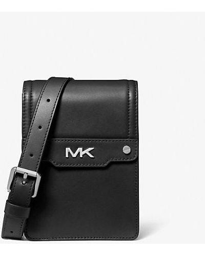 Michael Kors Varick Leather Smartphone Crossbody Bag - Black