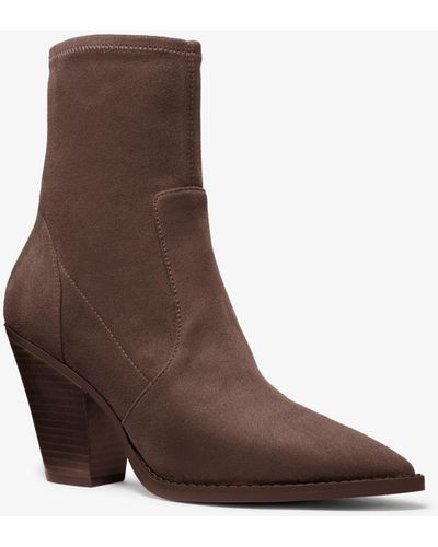 Michael Kors Dover Faux Suede Ankle Boot - Brown