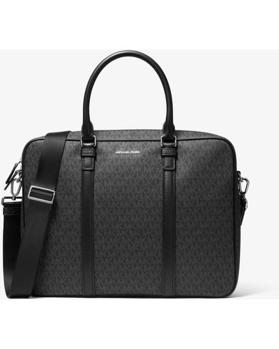 Michael Kors Hudson Logo And Leather Briefcase - Black